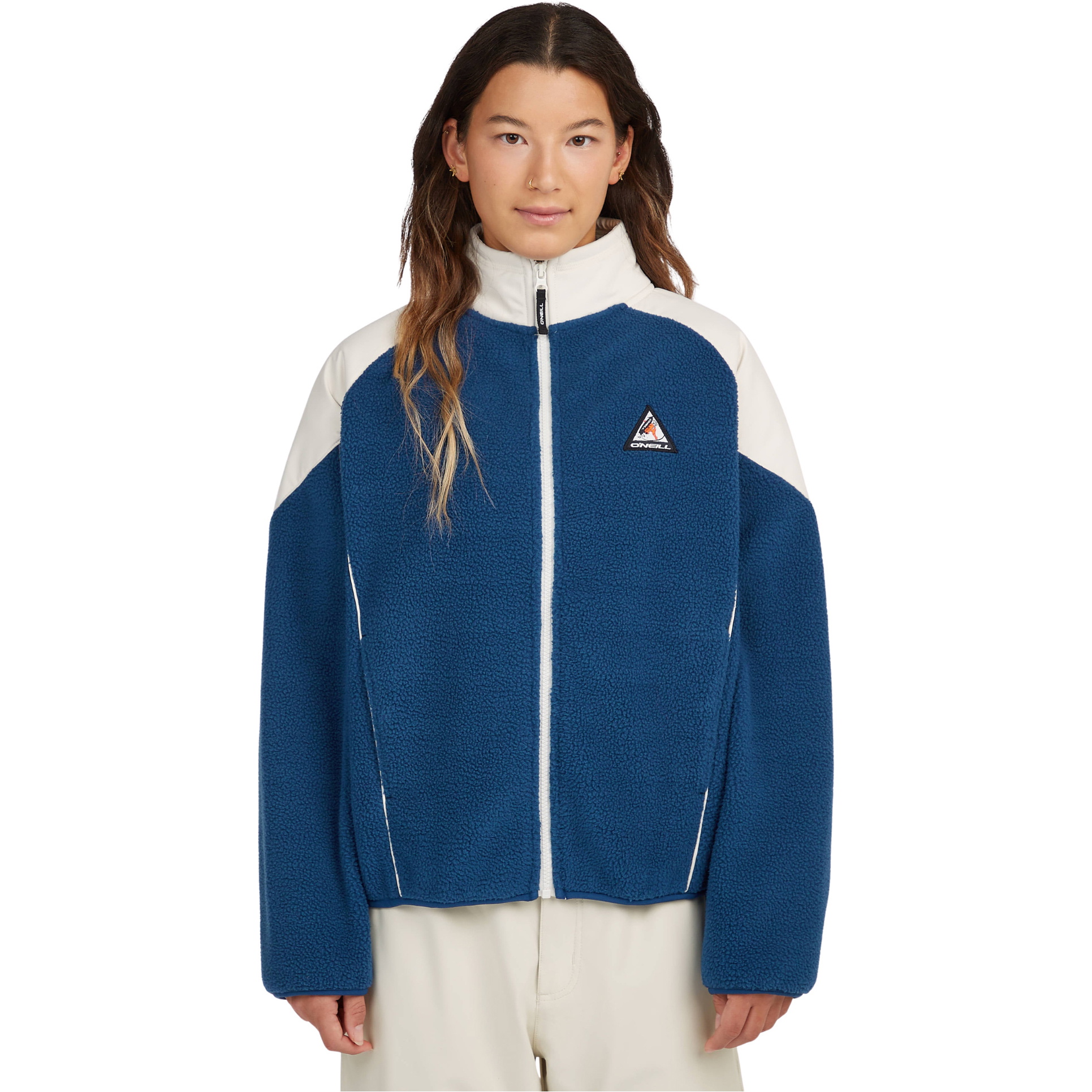 2026 O'Neill Womens Fwc'play Full Zip Hyperfleece 1350101 - Linen White Colour Block